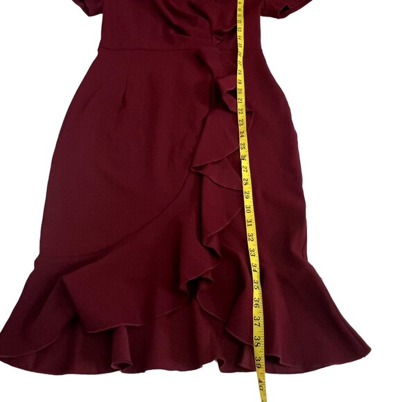 Aisize Ruffle Drapped 50s Vintage Style Dress Size Medium Burgundy Wine Party - Picture 8 of 9